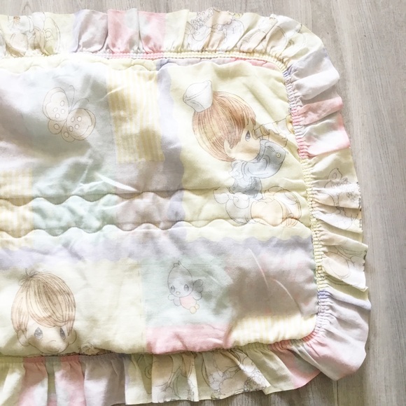 Vintage 1989 PRECIOUS MOMENTS Blanket With Sham Twin Bed Sheet Set - Picture 5 of 14